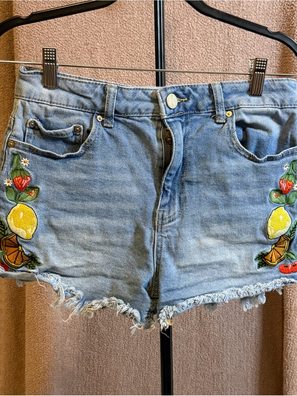 Banjara Fruit Embroidered Denim Shorts 9/28